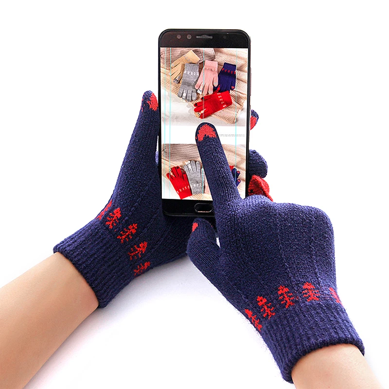 Winter Touch Screen Gloves Women Men Warm Stretch Knit Mittens Imitation Wool Full Finger Guantes Female  het  Thicken