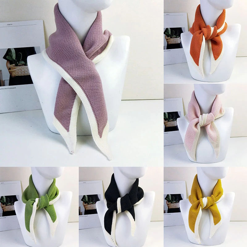 

Autumn Fashion Shoulder Wrap Triangle Collar Scarf Triangular Shawls Solid Color Neck Warmer Shawls Knitted Scarf for Women