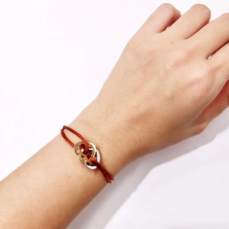 

J.hangke New hot stainless steel bracelet 3 metal buckle ribbon lace up chain multicolor adjustable size bracelet popular unisex