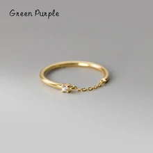 

GREEN PURPLE Real 925 Sterling Silver Rings Fashion Exquisite Sparkling Zircon Chain Finger Ring For Women Wedding Fine Jewelry