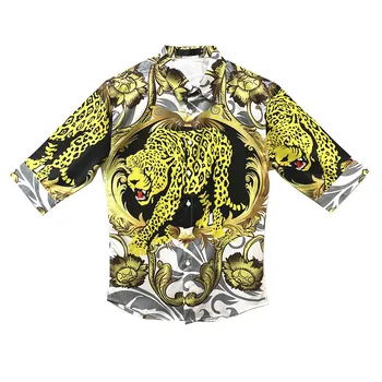 

2020 Summer Men Cheetah Print Half Sleeve Shirt