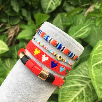 

Red Colour Fringe Bracelet Adjustable,Stretch Enamel Bracelet Combination Stacked , Enamel bracelet With pendant .
