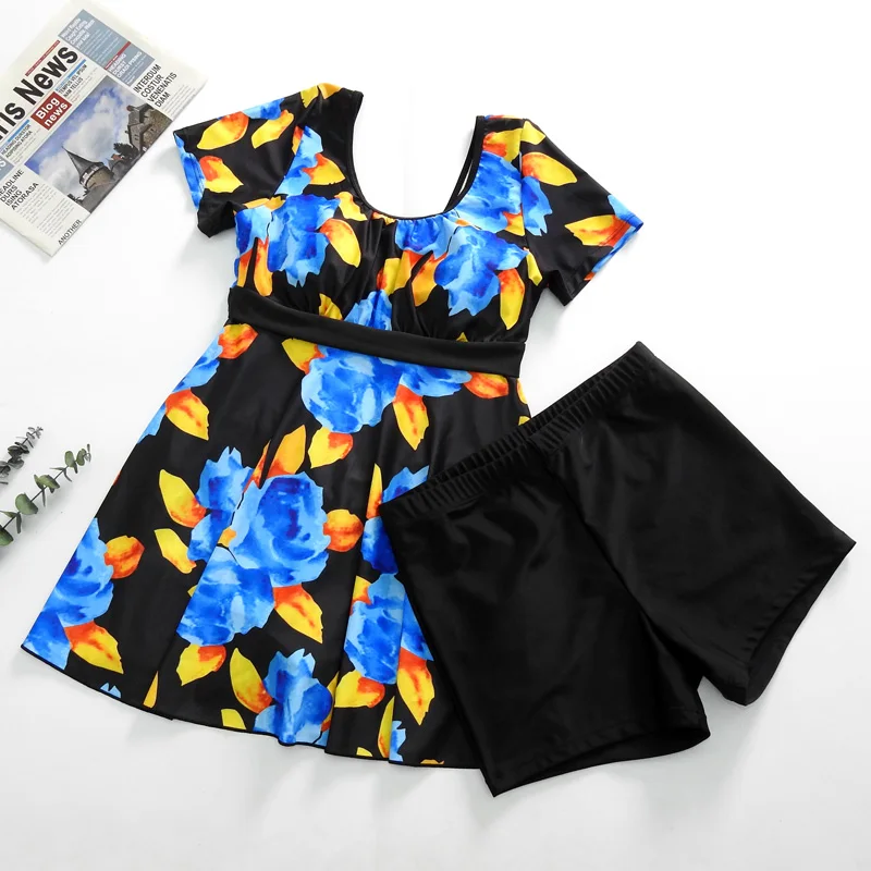 Купальник женский консервативный с разрезом тонкий раздельный купальник для