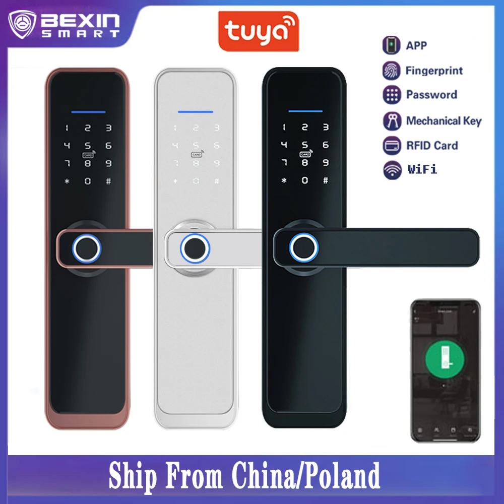Cerradura electrónica con huella dactilar, chapa con contraseña, tarjeta RFID, Digital, para puerta, Tuya Smart VX2