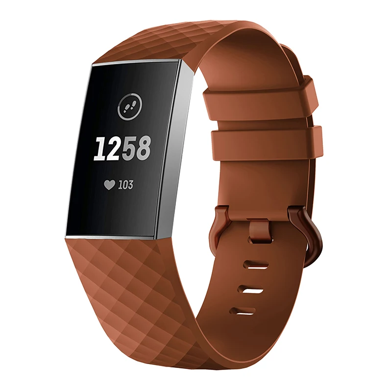 Однотонный силиконовый сменный ремешок для смарт-часов, ремешок для Fitbit Charge 3, ремешок для браслета, подходит для битов - Цвет ремешка: Коричневый