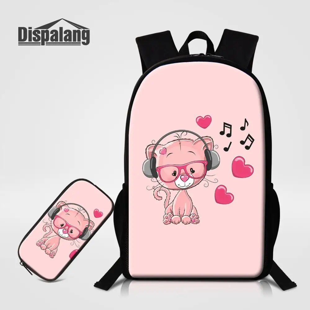 2 PCS Set08 Милые школьные рюкзаки для девочек с рисунком лисы, единорога, поросенка, 2 шт., школьные сумки, набор, чехол-карандаш для студентов, женский рюкзак для путешествий - Цвет: 2 PCS Set08