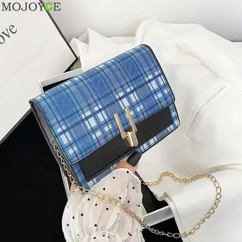 

Fashion Plaid Crossbody Bag Women Casual Small Square Shoulder Handbags PU Leather Chain Female Satchel Pouch