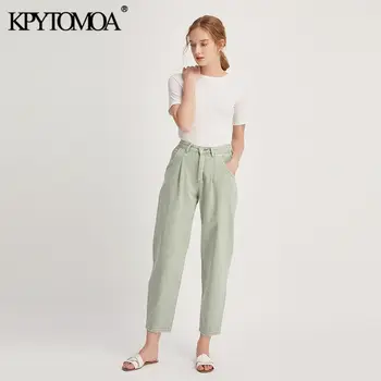 בציר אופנתי כיסים חצים ג 'ינס נשים 2020 אופנה גבוהה מותן ציפר טוס ג' ינס הרמון מכנסיים שיק ז 'אן Femme מכנסיים