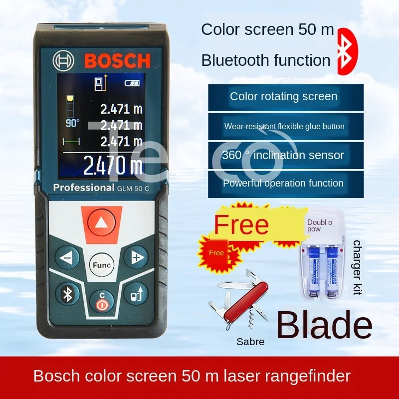

Infrared laser rangefinder rotating color screen 50 meters electronic ruler room measuring instrument handheld