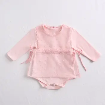 

2pcs Autumn Baby Pink Sweet Romper+Mesh Dress Clothing Set 3 6 9 12 18 24 Month Toddler Infant Clothes OBS204017