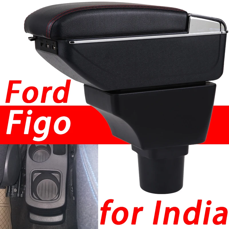 Для ford Figo подлокотник коробка Универсальная автомобильная центральная консоль caja Модификация аксессуары двойной поднятый с USB