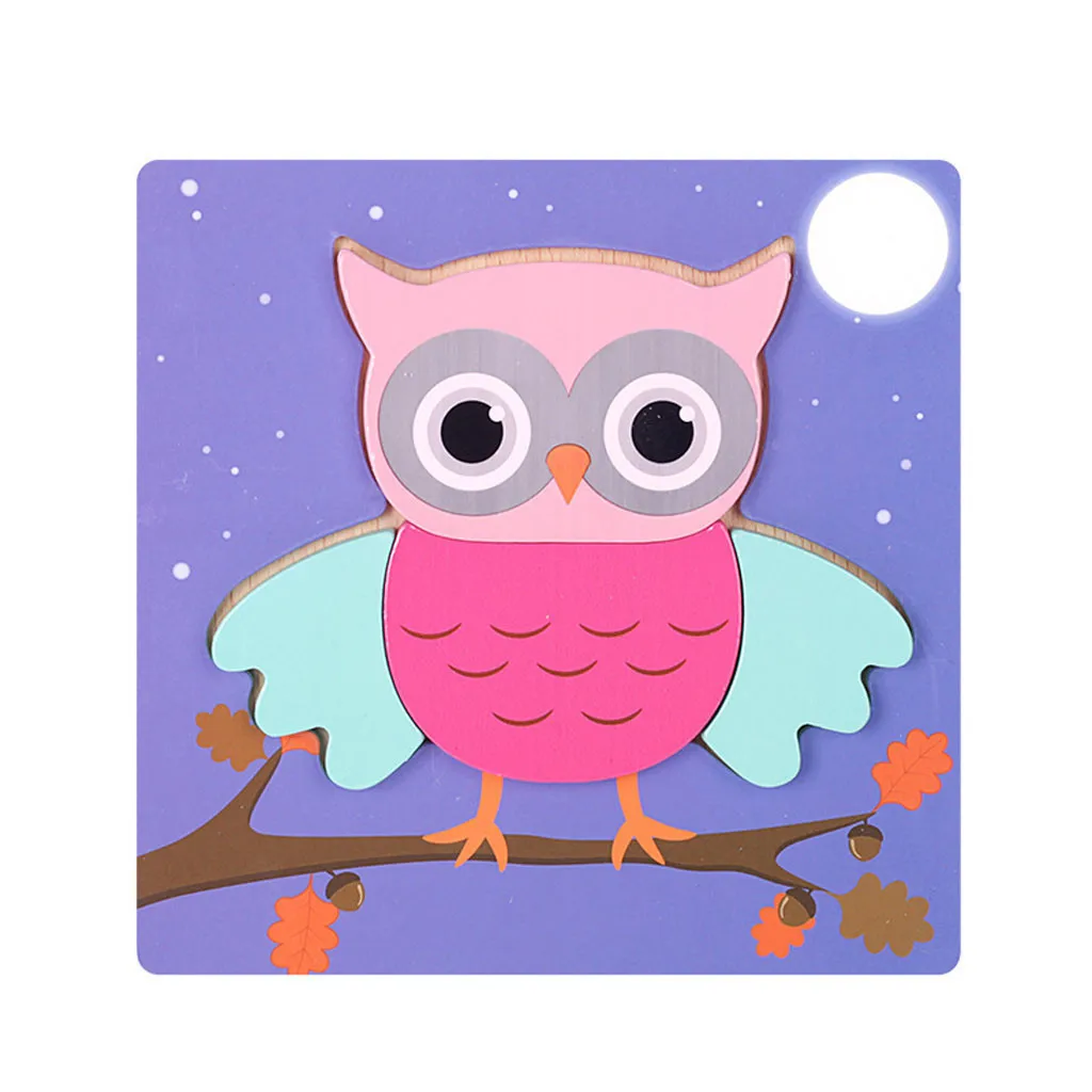 Early Educational Learning Wooden Puzzle Cartoon animal Manually Assemble Toy Games Jigsaw Baby Early funny gadgets #B