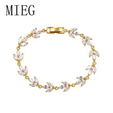 MIEG брендовые высококачественные браслеты в форме листьев маркизы с кубическим цирконием и кристаллами, свадебные теннисные браслеты для женщин или свадьбы