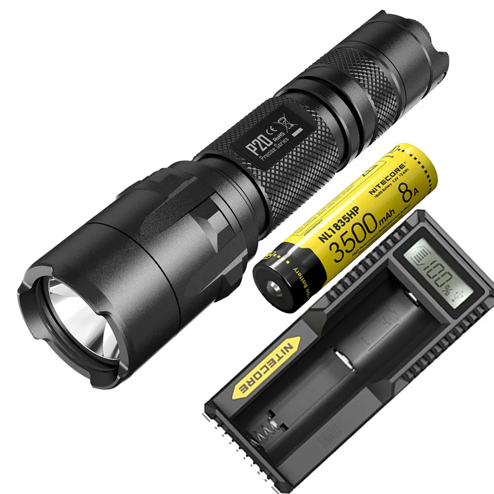 

NITECORE P20 Tactical Flashlight CREE XM-L2 LED max 800 lumen beam distance 210 meter Dual-switch tail handheld torch for rescue