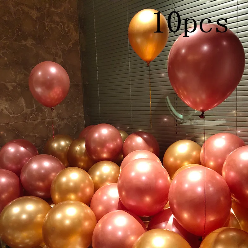 10 шт./лот, 12 дюймов, металлические, золотые, серебристые, синие, конфетти, шары для свадьбы, с днем рождения, латексные, металлические, хромированные воздушные гелиевые шары - Цвет: 10pcs