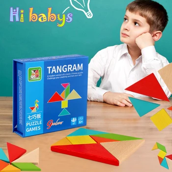 

7 Piece Colorful Educational Toys Tangram Wooden Puzzle Toys Jigsaw Puzzle IQ Game Intellectual For Children Funny Kids Gift