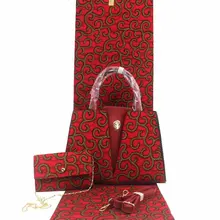 african Wax Handbag Set African wax Bag With Real Dutch Wax Fabric 6 Yards Cotton For Women's Bag