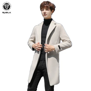 

RUELK 2020 Winter New Large Size Plus Cotton Thickening Classic Solid Color Coat Men Casual Lapel Men's Wool Windbreaker Jacket