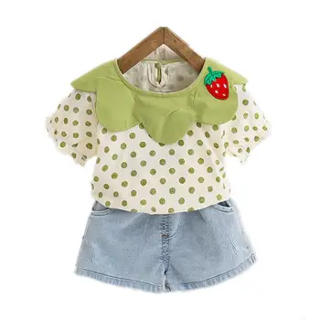 

New Summer Children Fashion Clothing Baby Girls Polka Dot T Shirt Shorts 2Pcs/sets Kids Infant Clothes Toddler Casual Tracksuit