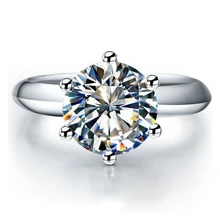 QYI Silber 925 Ringe Frauen Engagement Silber Ringe Runde Simuliert Diamant Sehr Shiny Hochzeit Geschenk ring Stein Größe 1/1.5/2/3 ct