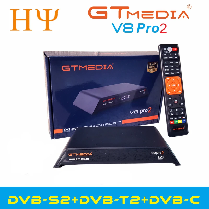 10 шт./лот GTMedia V8 Gtmedia V8 pro2 H.265 DVB-S2 + T2 + DVB-C спутниковый ресивер Встроенный WI-FI PowerVu Biss лучше gtmedia v8 nova