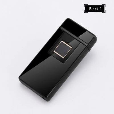 Black 1 Настоящая Распознавание отпечатков пальцев USB Зажигалка Роскошная персональная Электронная зажигалка сенсорная перезаряжаемая двойная дуговая Зажигалка гаджеты для мужчин - Цвет: Black 1