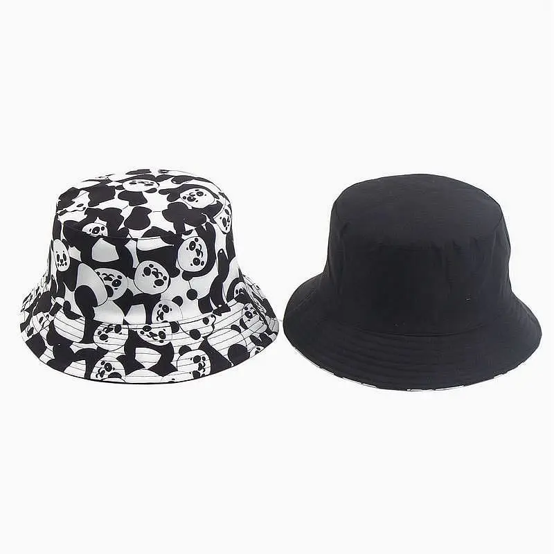 New Fashion Cow Print Hat White Black Bucket Hat Reversible Fisherman Caps Summer Hats For Women Gorras
