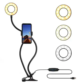 

Photo Studio Selfie LED Ring Light With Long Arm Lazy Mobile Phone Holder Photography ringlight for Youtube Tiktok Live Stream