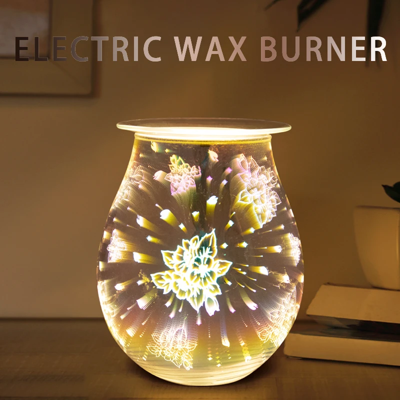 3D Glass Electric Oil Burner Wax Melt Burner Wax Melter Warmer for Home  Office Bedroom Living Room Gifts