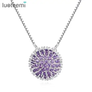 

LUOTEEMI Vintage Punk Round CZ Pendant Necklaces for Women Fashion Jewelry Bijoux Femme Chain Kolye Christmas Gifts