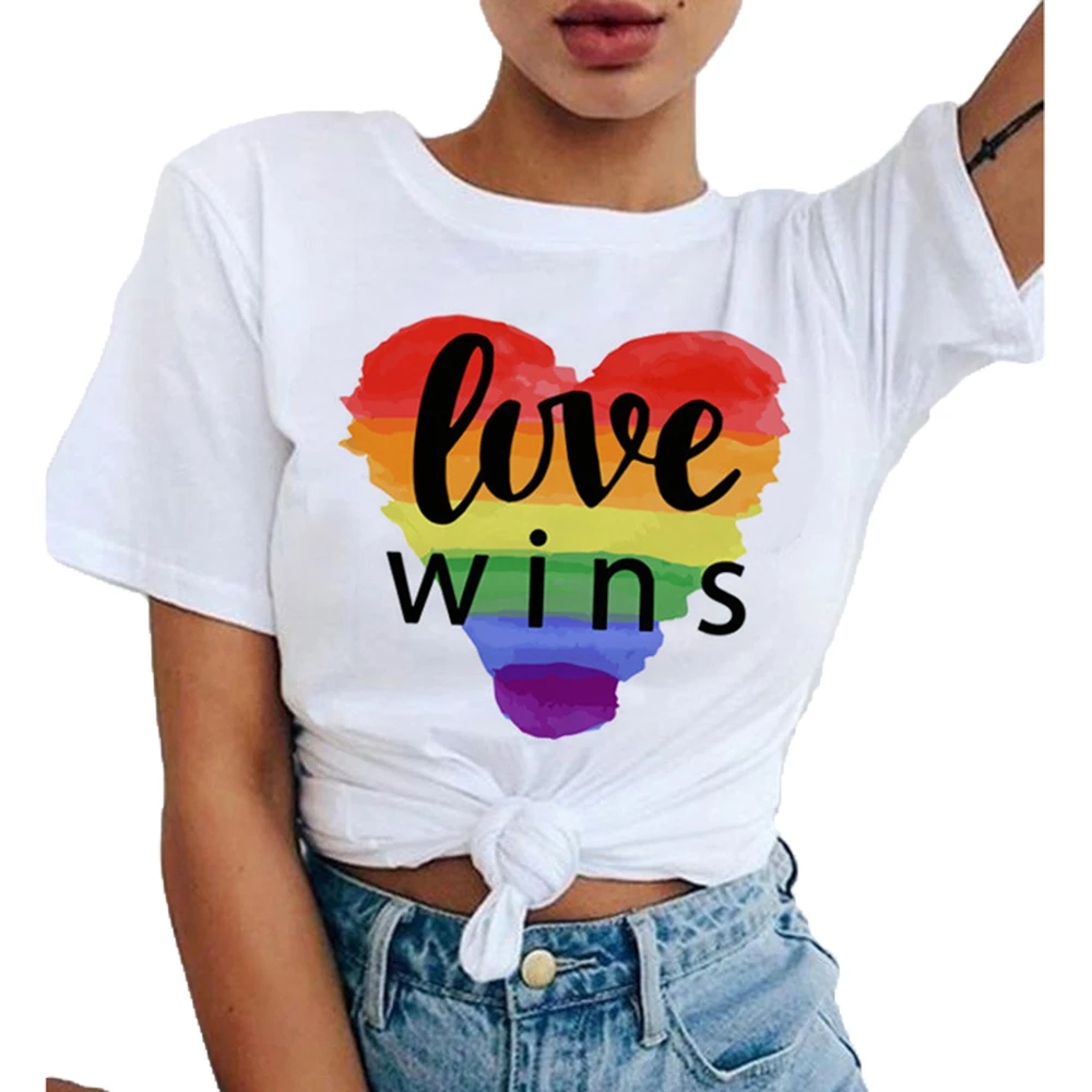 Новинка футболка с надписью Lgbt Lesbian Pride Rainbow женская Gay Love Harajuku Ullzang графикой 90s
