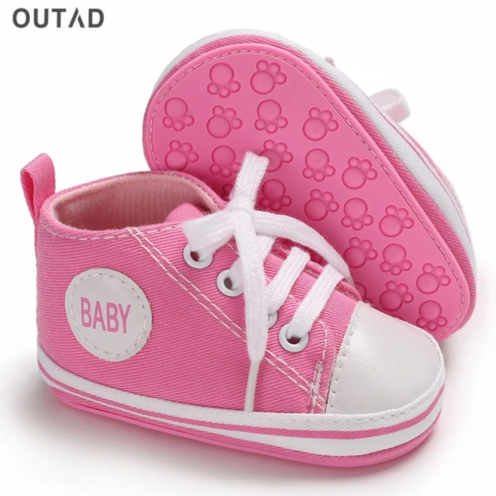 OUTAD Spring Autumn Anti-slip Soft Soles Sports Shoes Patchwork Prewalker Baby Unisex Slip-on Lace-up Infant Shoes New Sale
