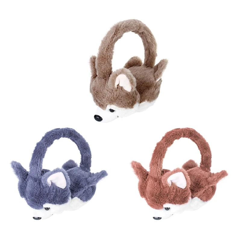 Kawaii Cute Animal Fur Earmuffs New Ear Warmer Dog Ear Muffs Winter Accessories For Women Plushed Cartoon Husky