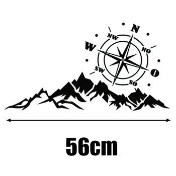 

56x30CM Car Sticker 3D Compass Navigation Mountain Offroad Decal Black