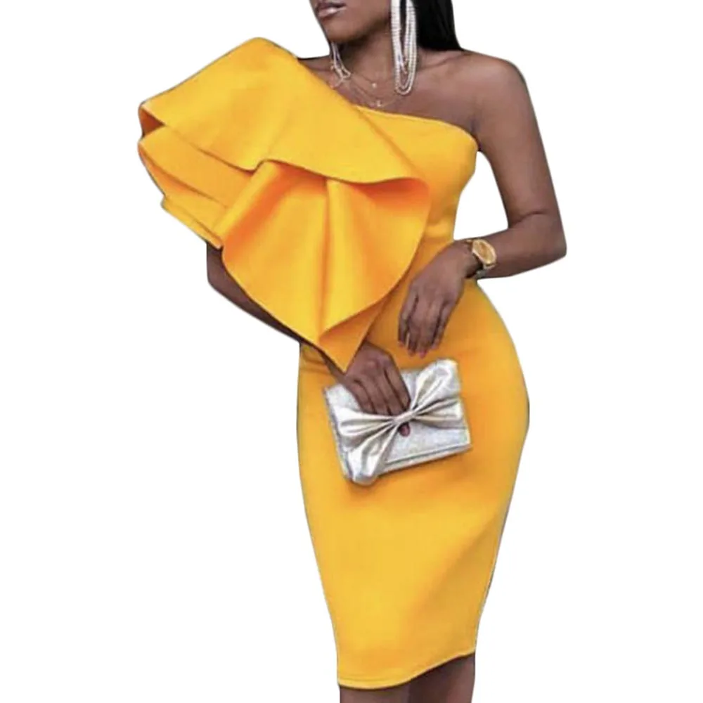 Сексуальные вечерние платья для женщин на одно плечо длиной до колена вечернее