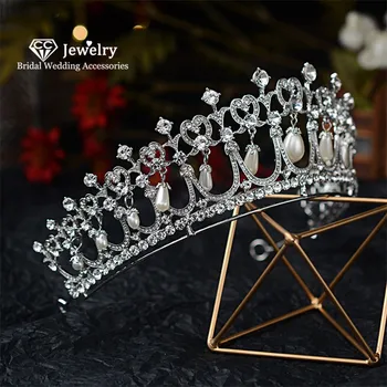 

CC Hair Crown Jewelry Hairband Wedding Accessories for Women Bridesmaids Pearl Tiara Headband Queen Headdress Forest Style HG784
