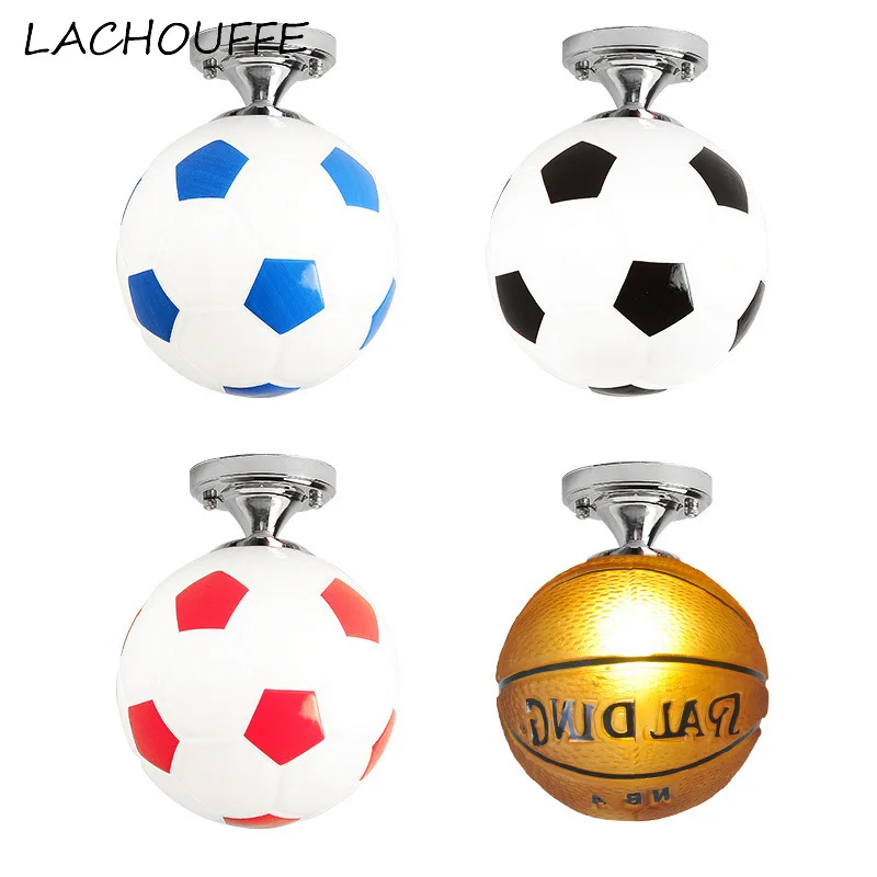 

Modern Football Basketball Ceiling Lamp Cartoon Glass Ball Led Light Fixtures for Kids Room Corridor Indoor Decor Luminare E27