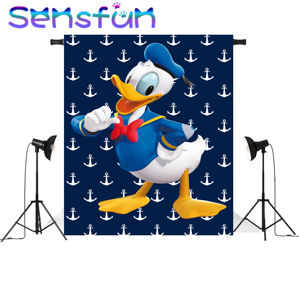 Sxy1760 Мультфильм Дональд Дак День Рождения фотография фон для фотостудии детский душ темно-синий морской фон