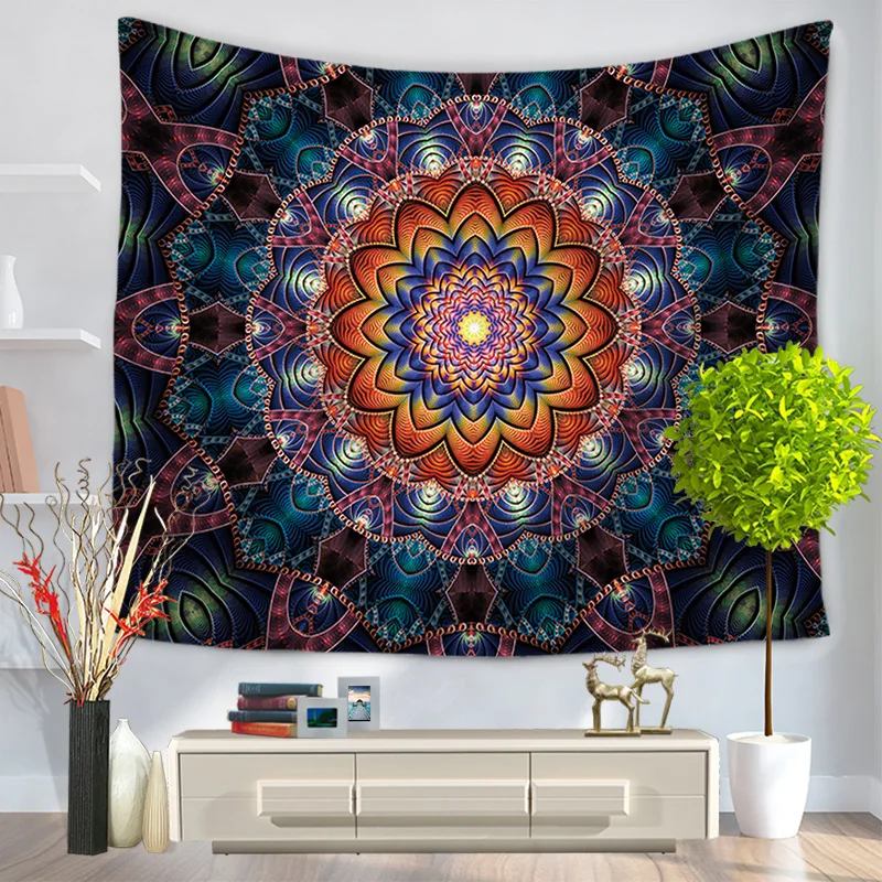 Thregost Colorful Mandala Tapestry Wall Hanging Polyester Printed Woven Wall Tapestries Indian Table Cloths Large Size Tapestry