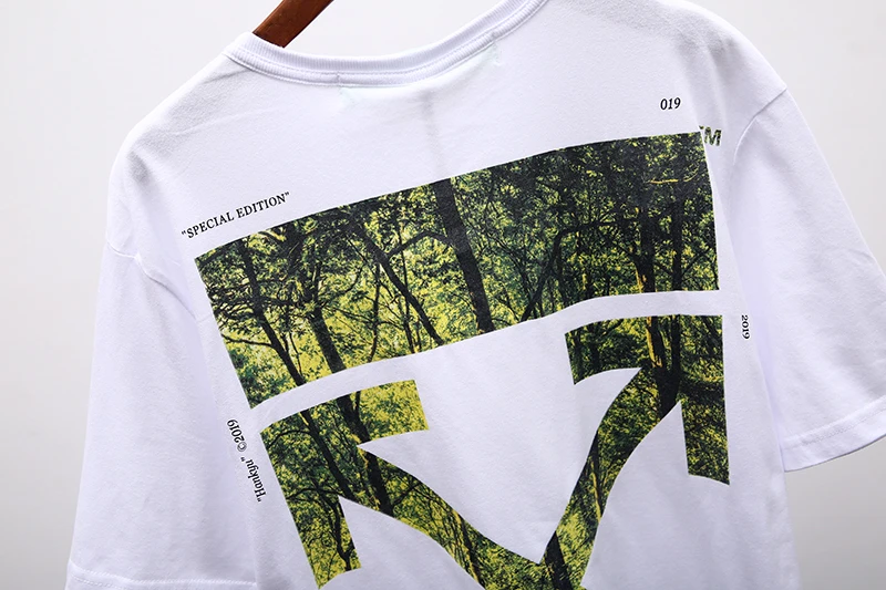 Japan limited edition тропический лес 19ss Off-White Мужская/Женская Модная хлопковая Повседневная футболка с коротким рукавом и круглым вырезом