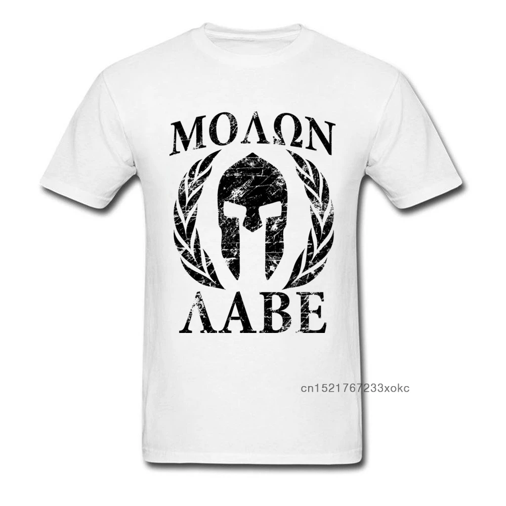Мужская футболка Momon Labe Spartan Trojan хлопковая черного и белого цвета Винтажная с