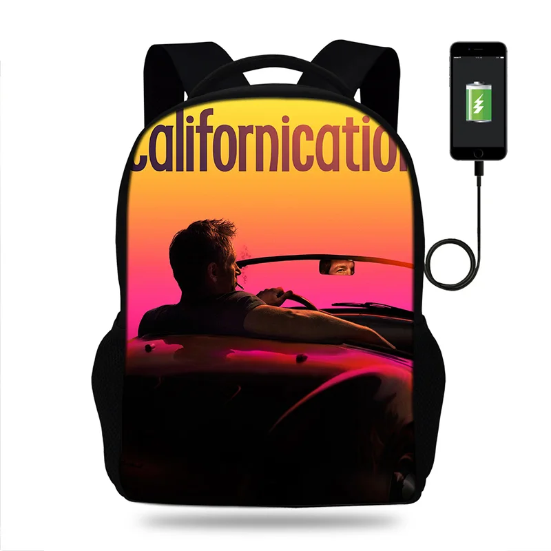 17 дюймов Showtime Californication рюкзак для ноутбука USB порт мужской рюкзак для подростков школьная сумка Mochila для мальчиков дорожная сумка