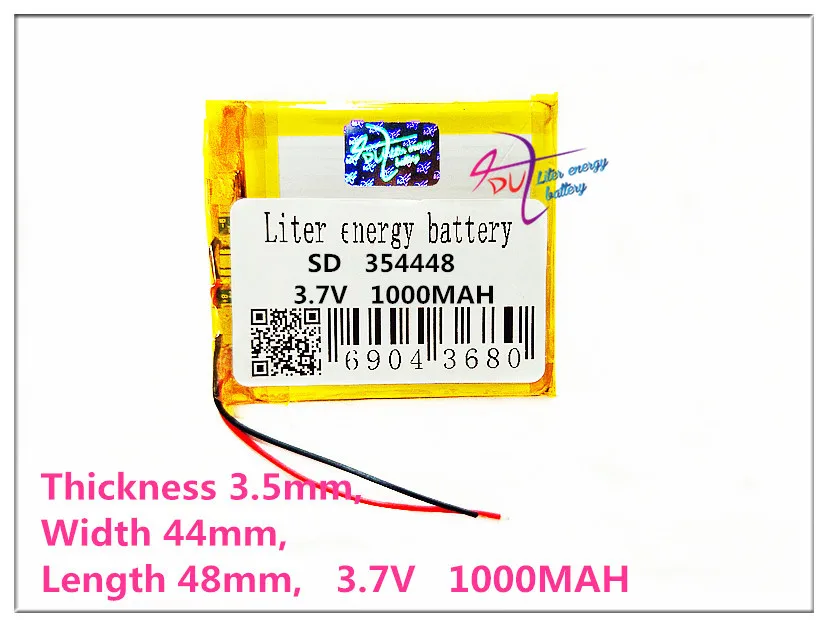 Литиевая батарея 354448 3,7 V 1000mAh литий-полимерный Аккумуляторный навигатор MP3 MP4 MP5 DVD gps Универсальный перезаряжаемый аккумулятор - Цвет: 1PCS
