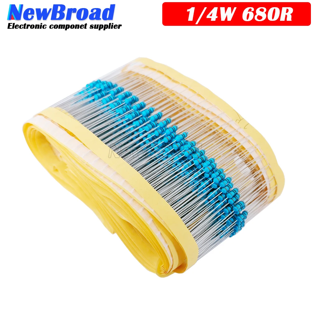 100pcs 680 ohm 1/4W 680R Metal film resistor 1%