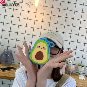 

Avocado Shaped Pendant Wallet Cute Girls Mini Messenger Coin Purse Zip Handbags Change Wallet with Key Ring Kids Gift