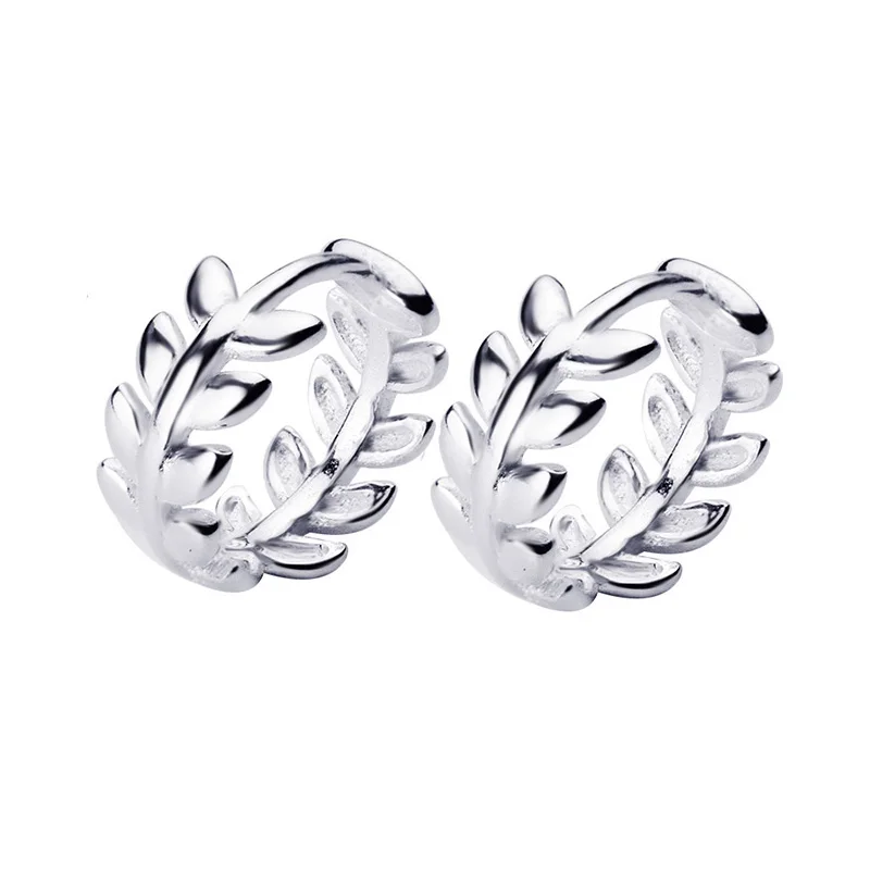 Silver Trusta Настоящее 925 пробы серебряные серьги для женщин растительный лист маленькая серьга-кольцо Свадебные серьги Модные ювелирные изделия подарок DT82 - Окраска металла: Silver