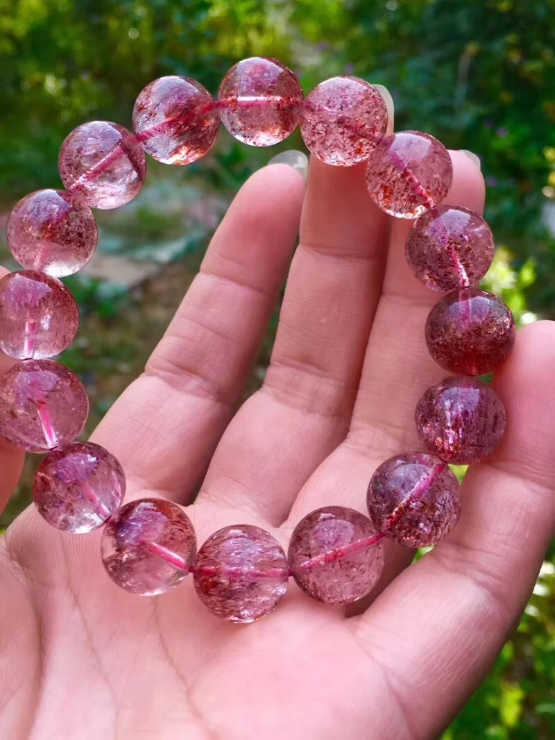 13 мм натуральный Lepidocrocite кварцевый браслет женский красный супер 7 Круглый бисер стрейч драгоценный камень ювелирные изделия AAAAAA сертификат