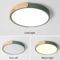 Plafonnier Led chambre led plafonnier salon chambre d'enfants luminaire de cuisine lumière ronde en bois Macaron lustre moderne 5