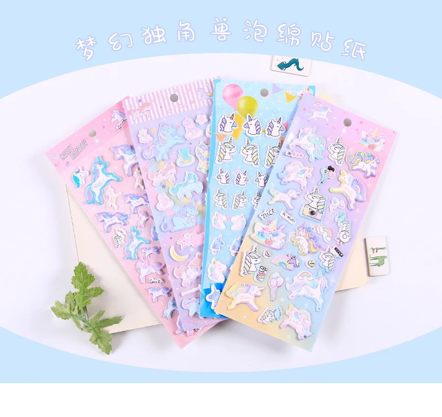 1 компл./лот Kawaii канцелярские наклейки s Единорог пена Наклейка декоративная Мобильная Наклейка s Скрапбукинг DIY ремесло стикер