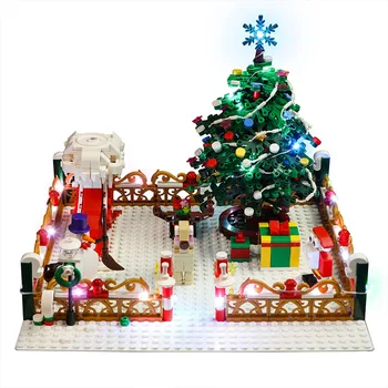 

603Pcs MOC City Views Christmas Theme Santa Park Bricks Small Particle DIY Assembly Building Block Model Stem Toy with Light